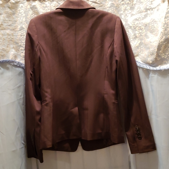 H&M BROWN 2-BUTTON POLY/RAYON BLAZER SZ 6 - Picture 6 of 8